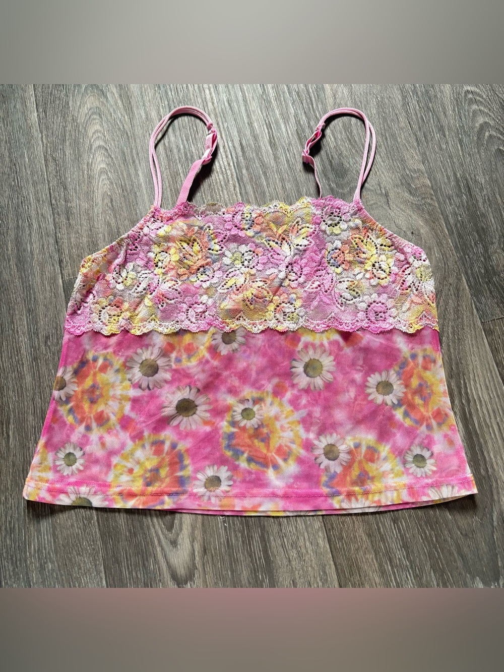 VTG VS PINK Floral and Lace sheer cami made in Italy M